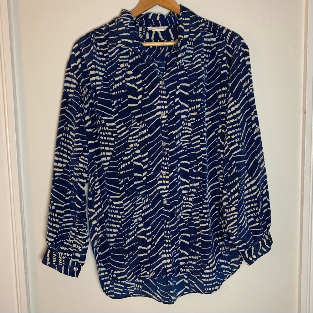 Vintage 70s 80s Disco Polyester Button Front Shirt Women Size Medium, Maygene